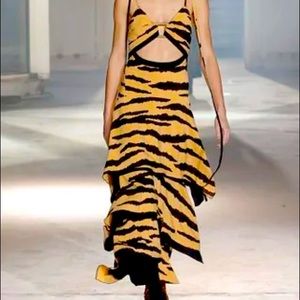 Proenza Schouler - Nwt Tiered Tiger-Print Maxi Dress | Color: Black/Tan - size 6